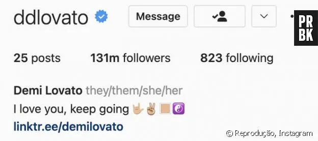Demi Lovato volta a adotar pronome feminino no Instagram