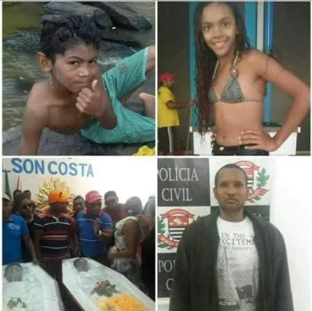 Foto montagem com as vítimas e o acusado de duplo homicídio