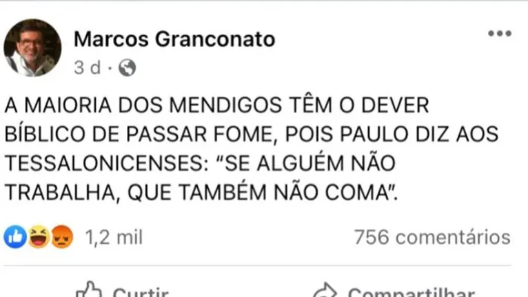 Publicação causou alvoroço nas redes sociais