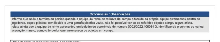 Súmula de Remo 1 x 2 Altos-PI