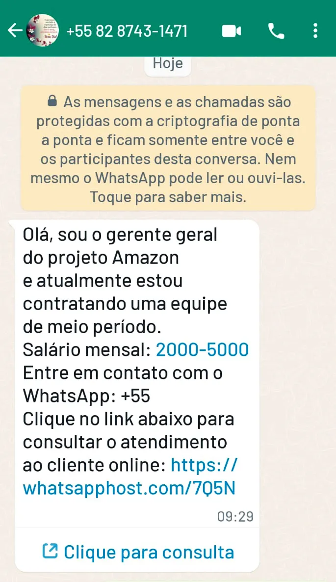 Mensagens tem chegado a vários usuários