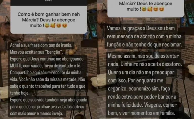 Pouco? Márcia Dantas expõe salário que recebe do SBT