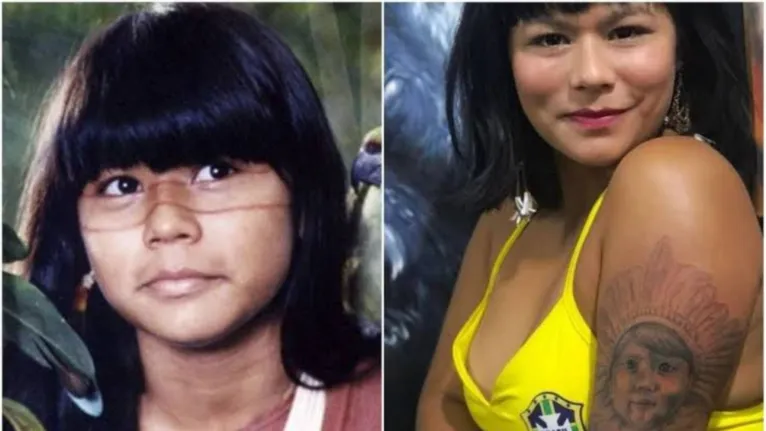 A atriz Eunice Baía, atualmente com 32 anos.