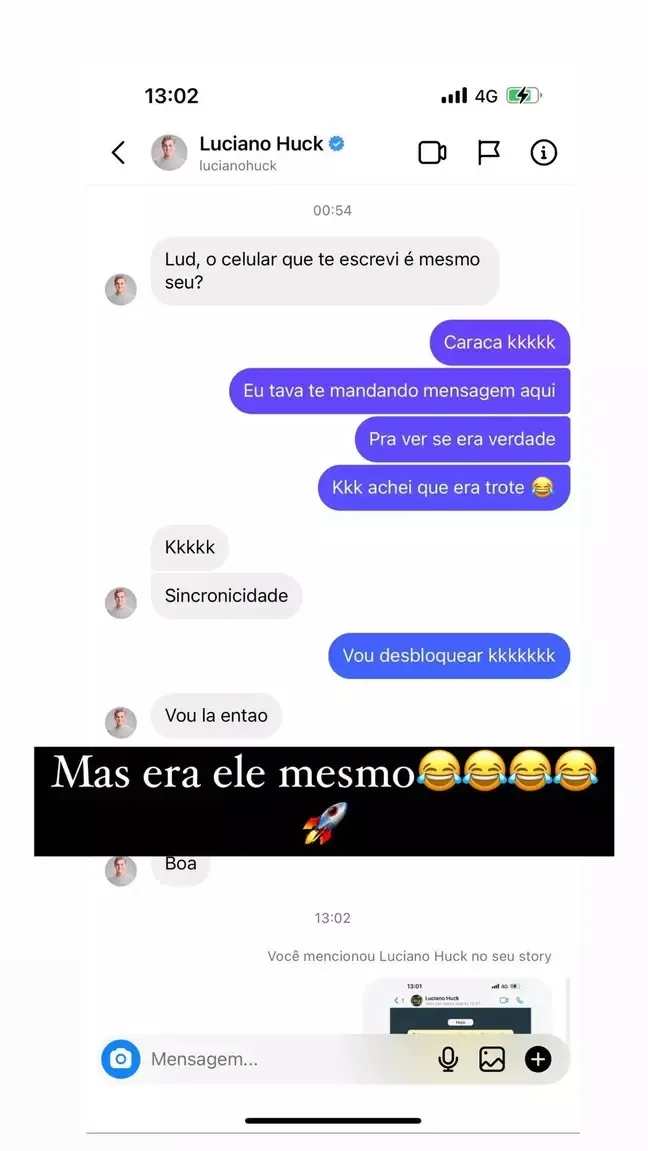 Ludmilla bloqueia Luciano Huck no whatsApp, saiba o motivo