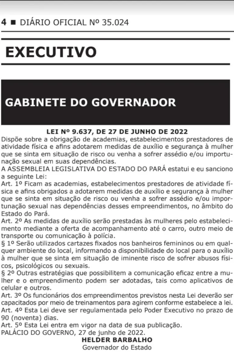 Governador sanciona lei para proteger mulheres em academias