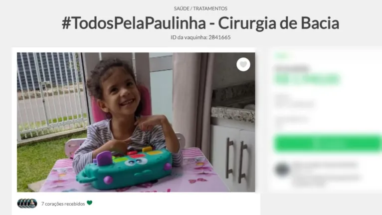 Campanha virtual foi lançada pela família da pequena