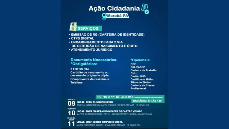 Programação completa da Ação Cidadania