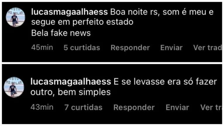 Lucas Magalhães não demonstrou preocupação sobre a possibilidade de carretinha ser levada pela maré em Salinas