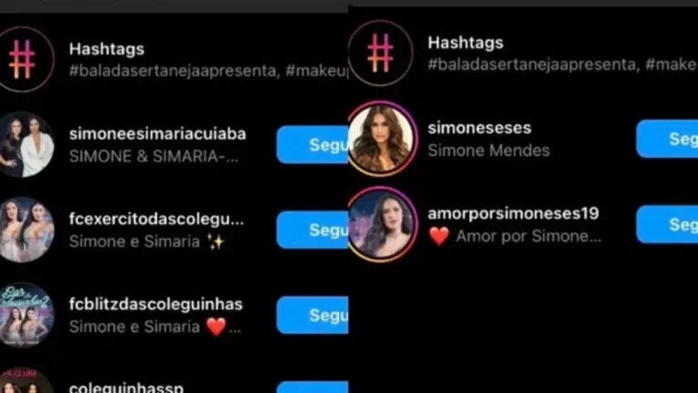 Simaria deixou de seguir Simone e o perfil oficial da dupla no Instagram