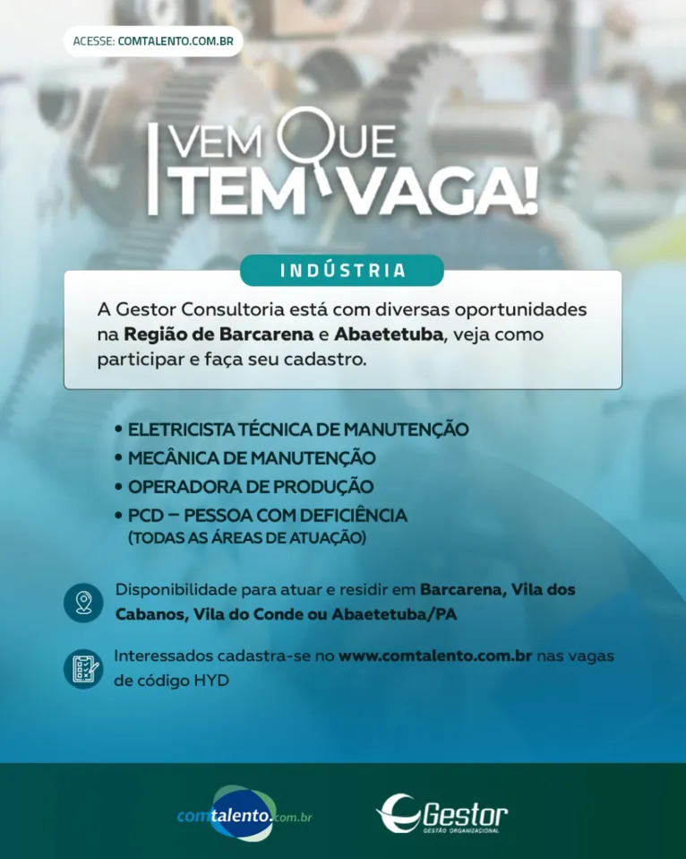 Comtalento oferece vagas de emprego no Pará. Não perca!