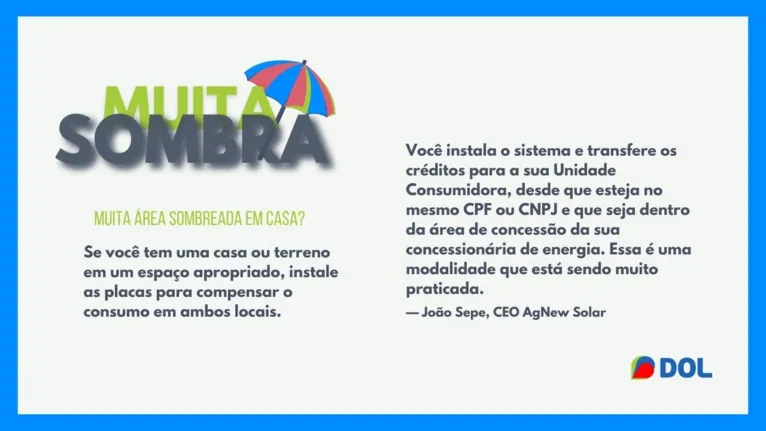 Mesmo que não possua espaço para instalar um painel solar em casa, pode considerar essa alternativa