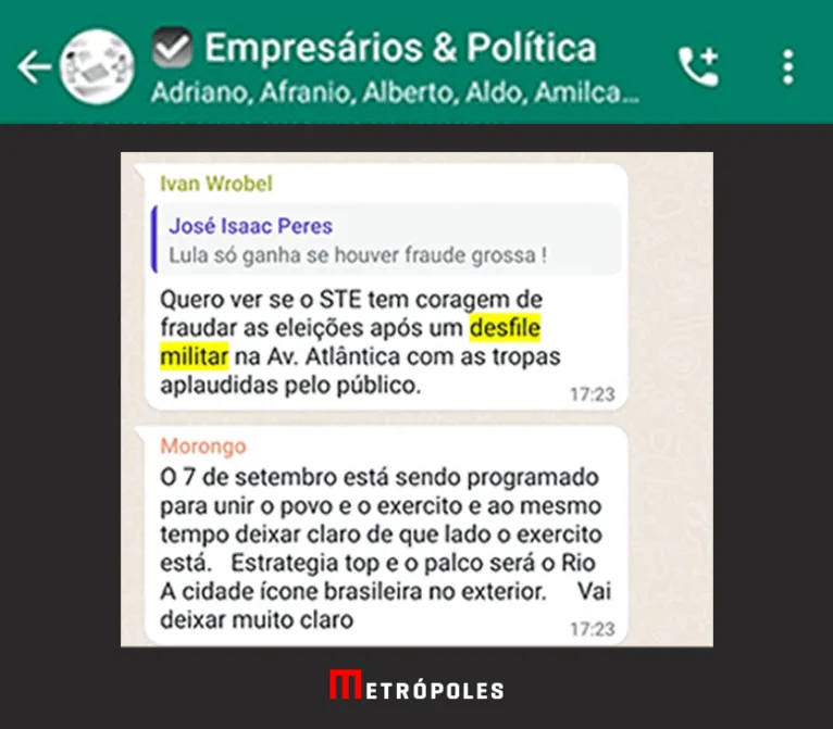 Empresários bolsonaristas defendem golpe de Estado