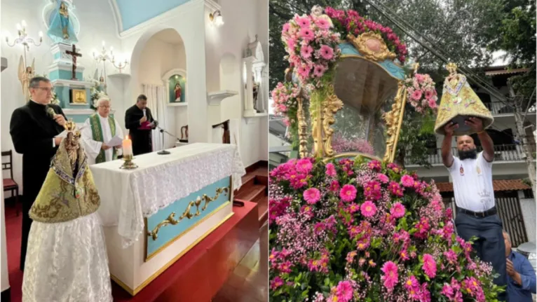 Imagem peregrina seguiu para a Capela Nossa Senhora de Nazaré, na Cacuia, onde foi realizado um momento de oração