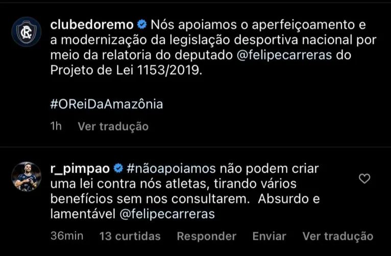 Pimpão não apoia as mudanças