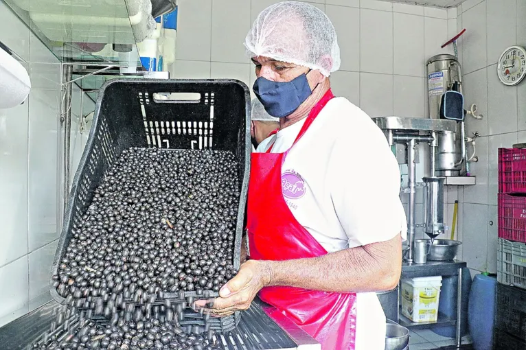 Gilberto, além de bater o fruto, também o consome diariamente no almoço