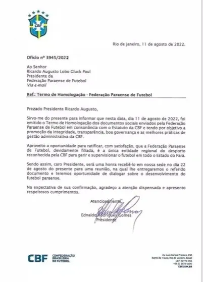 Federação Paraense de Futebol volta a ser filiada à CBF