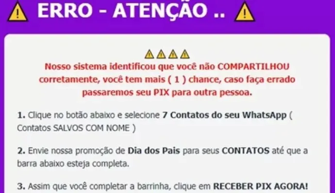 Golpe do pix oferece R$ 50 neste Dia dos Pais. Saiba mais!