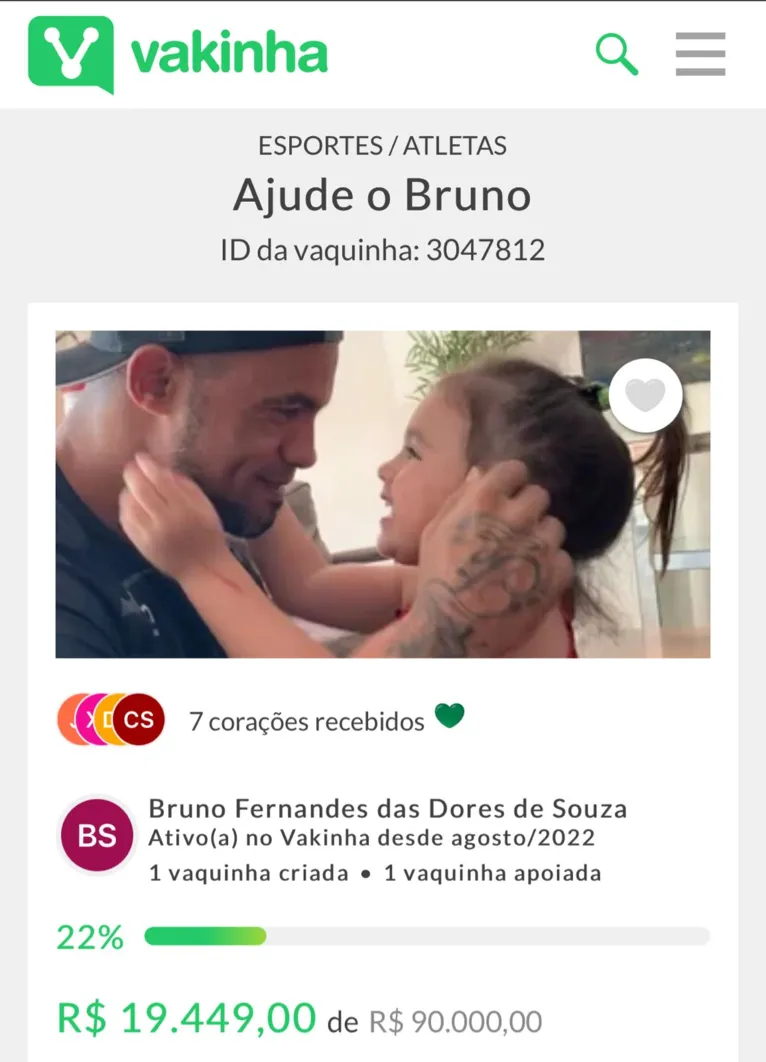 Bruno arrecada R$ 19 mil em 48 horas para pagar pensão