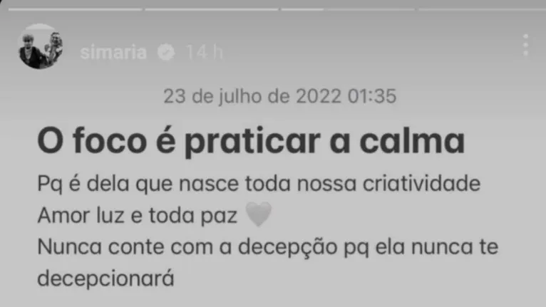 Simaria posta indireta misteriosa e atiça as redes sociais 