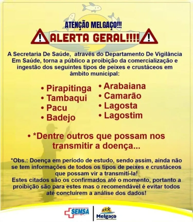Alerta divulgado pela Prefeitura Municipal de Melgaço e a Secretaria de Saúde da cidade