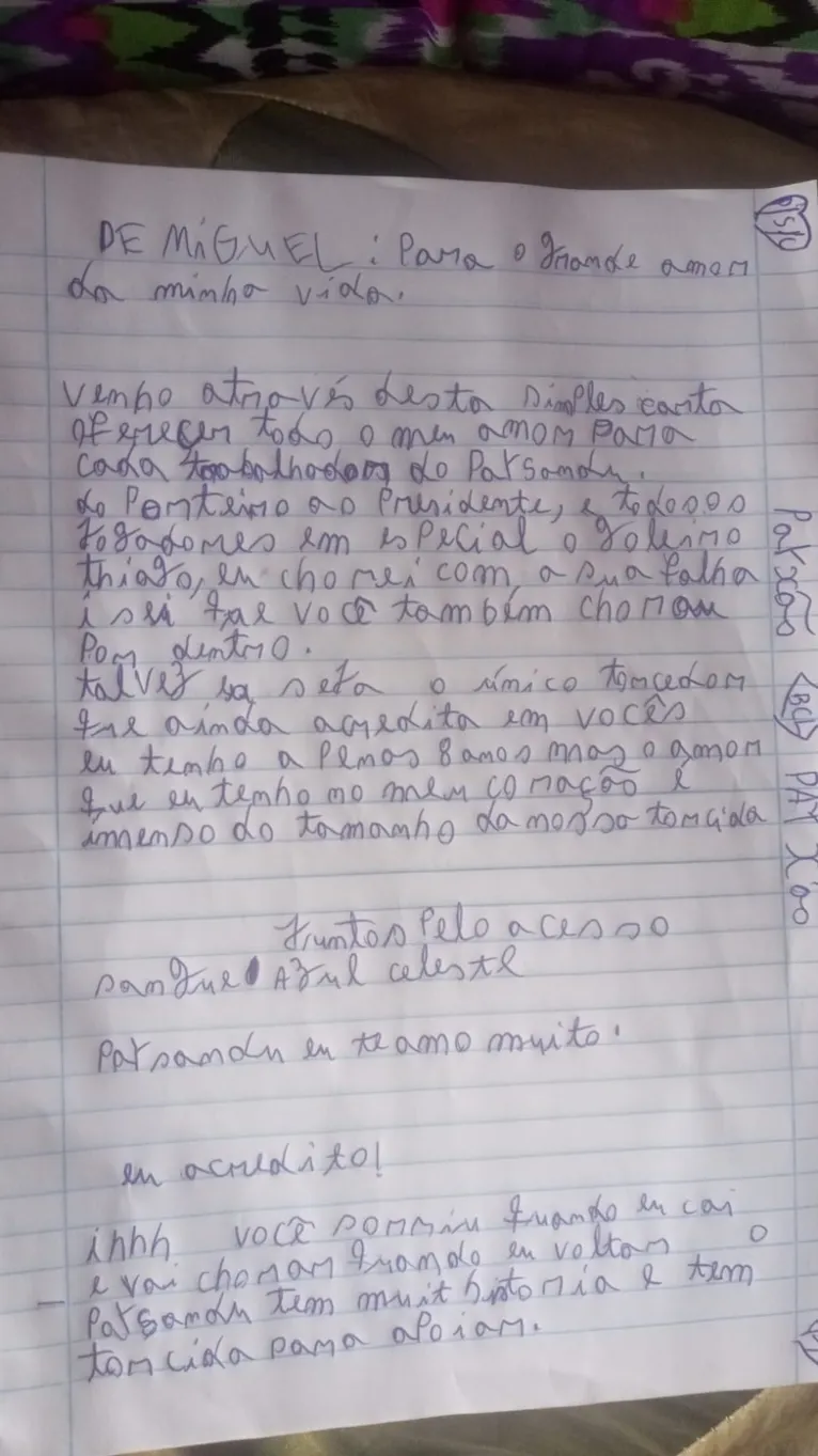 Vídeo: menino escreve carta ao Paysandu e comove atletas