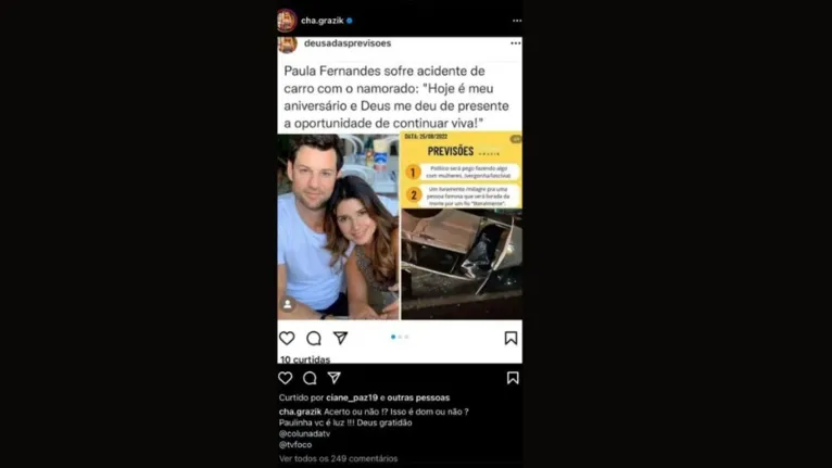 Vidente Chaline acertou previsão envolvendo acidente com Paula Fernandes