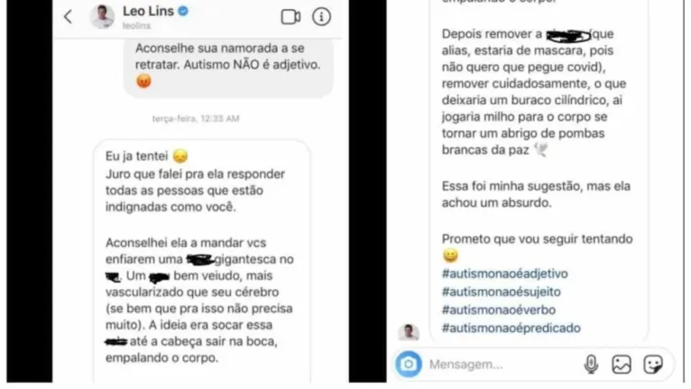 Após ser chamado atenção por uma mãe de um menino autista, Leo Lins disparou inúmeras ofensas a mulher