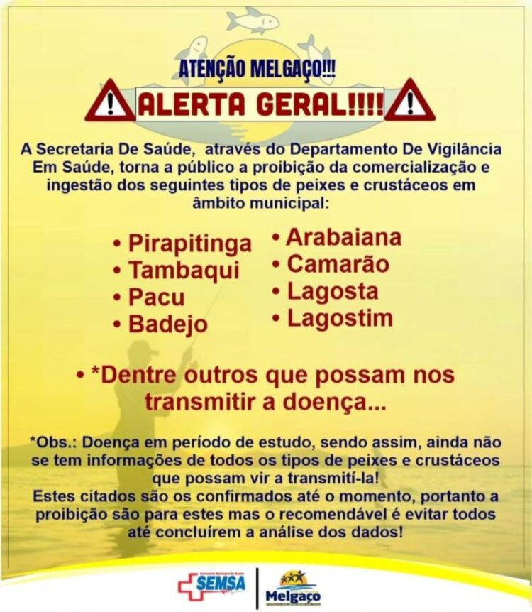 Alerta divulgado pela Prefeitura Municipal de Melgaço e a Secretaria de Saúde da cidade
