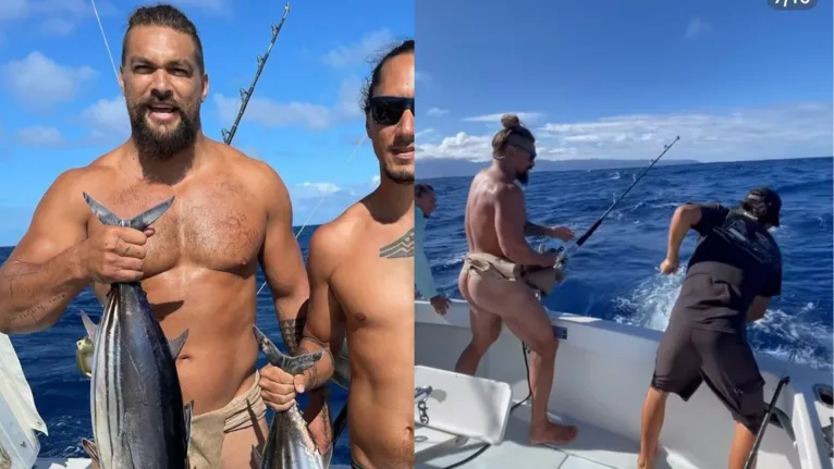 Aquaman: Jason Mamoa pesca de bumbum de fora