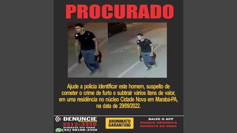 Suspeito de furto em Marabá é procurado pela polícia 