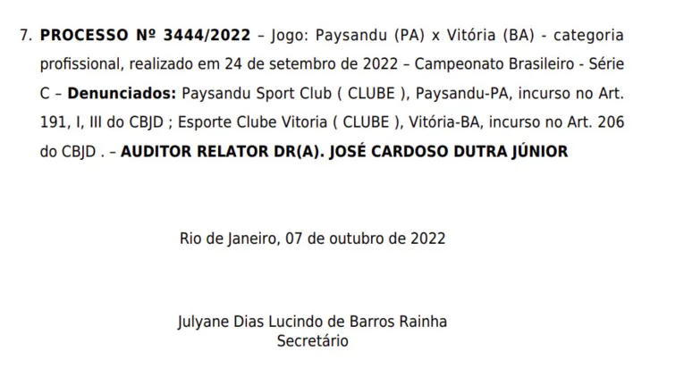 STJD multa Paysandu por má conduta da torcida na Série C