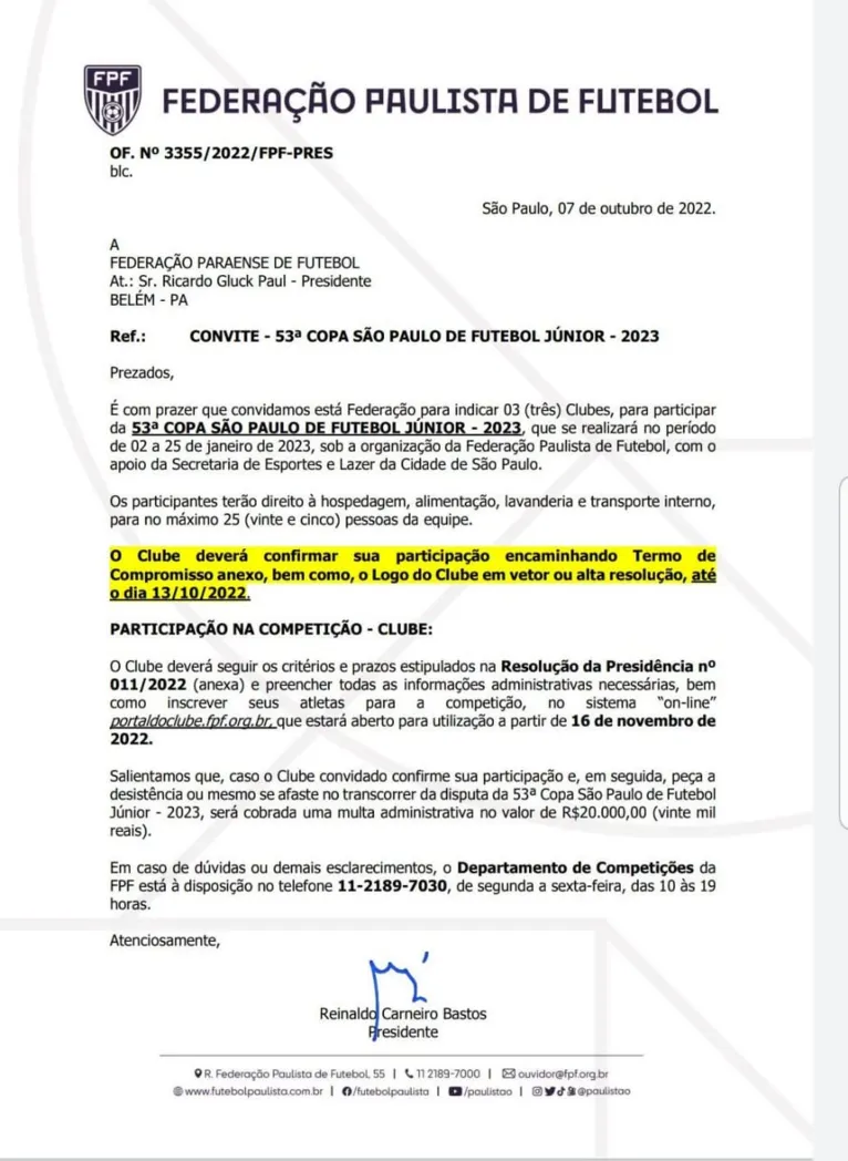 Federação Paulista confirma nova vaga paraense na Copa SP