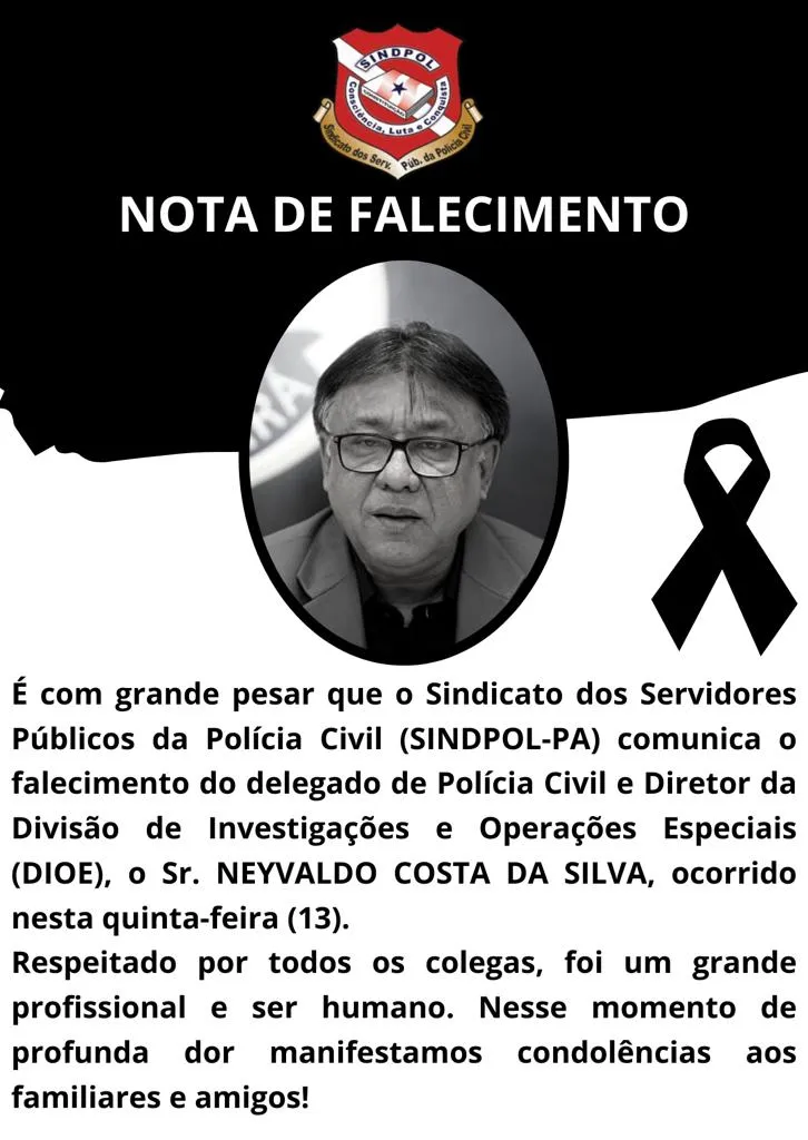 Veja a nota publicada pelo SINDPOL-PA