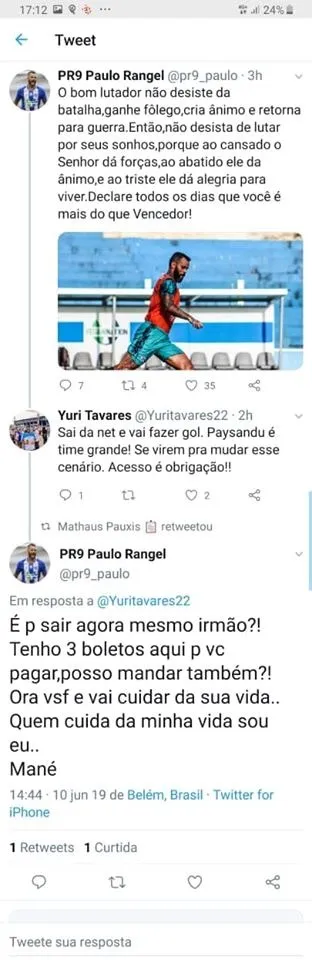 Depois disso, PR9 excluiu o post, mas até hoje se encontra os comentários