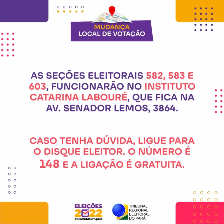 TRE anuncia mudança em locais de votação em Belém; confira!