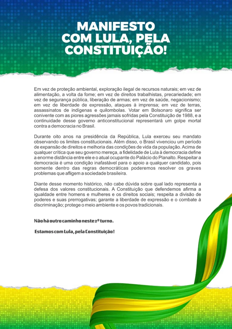 Profissionais do direito se manifestam em favor de Lula 