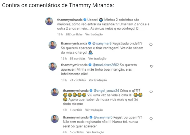 Thammy expõe desavença com filha e neta de
Gretchen 