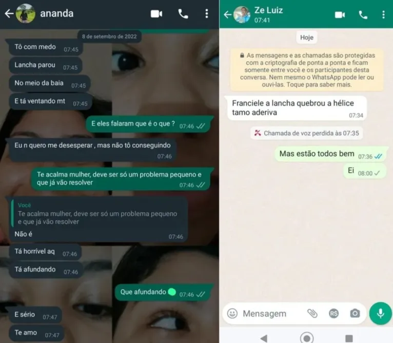 Ananda e o Pai, José Luis, falaram com os familiares antes do naufrágio