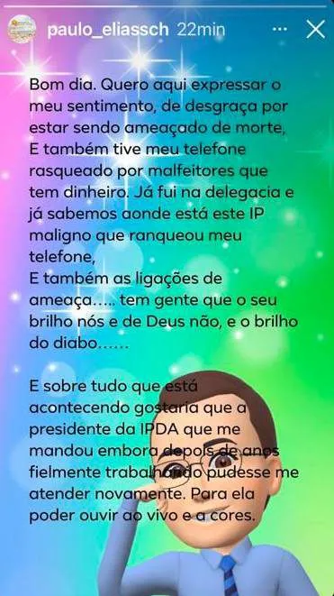 Versão foi publicada como stories no Instagram