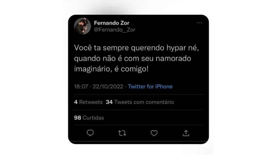 Cantor apagou o tweet polêmico logo depois