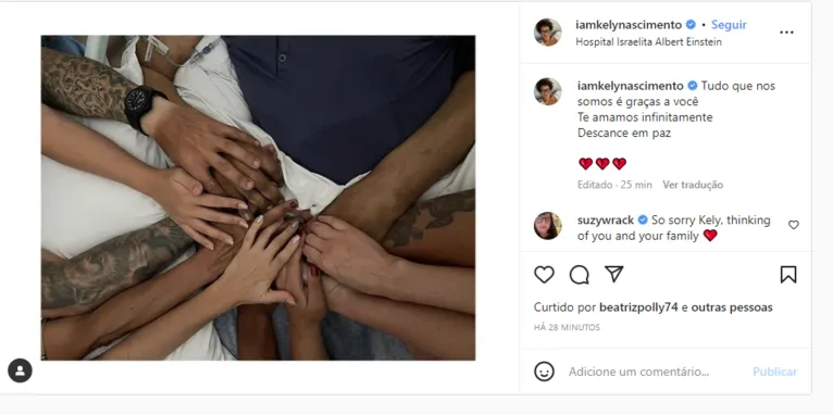 Kely publicou uma última homenagem ao pai pelas redes sociais.