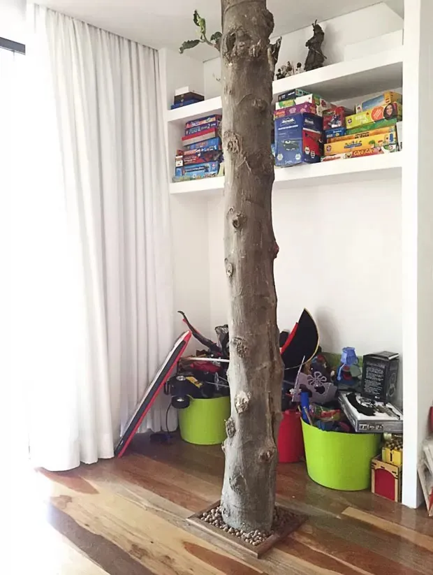 A casa de Dira Paes que abriga uma árvore gigante na sala