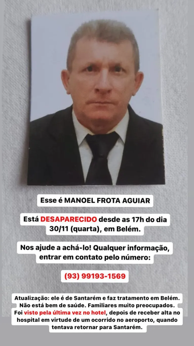 Família faz buscas por homem desaparecido em Belém 