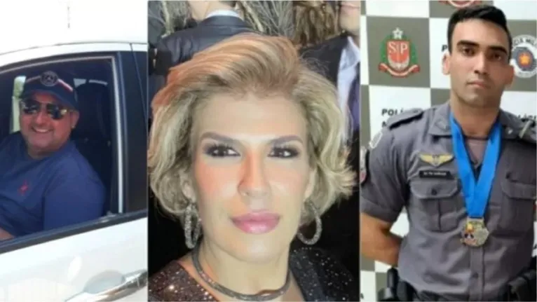 Da esquerda pra direita está a vítima, o agropecuarista Airton, a esposa Elisângela e o PM Marco suspeitos de matar o fazendeiro.