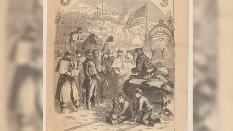 Papai Noel de Thomas Nast estampando a capa da Harper's Weekly