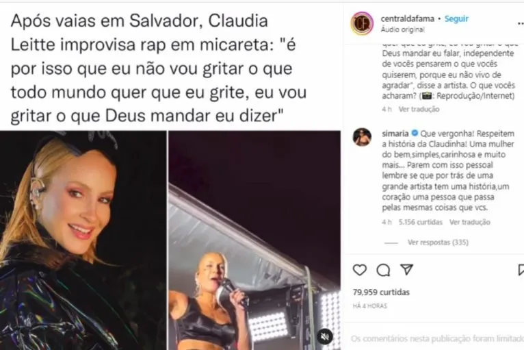 Bolsonarista? Simaria sai em defesa de Claudia Leitte