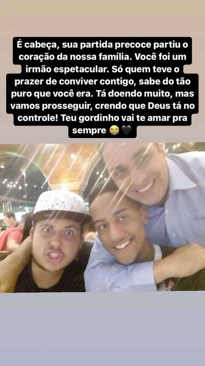 Irmão de Lucas Felipe, Waguinho Jr. faz homenagem no Instagram