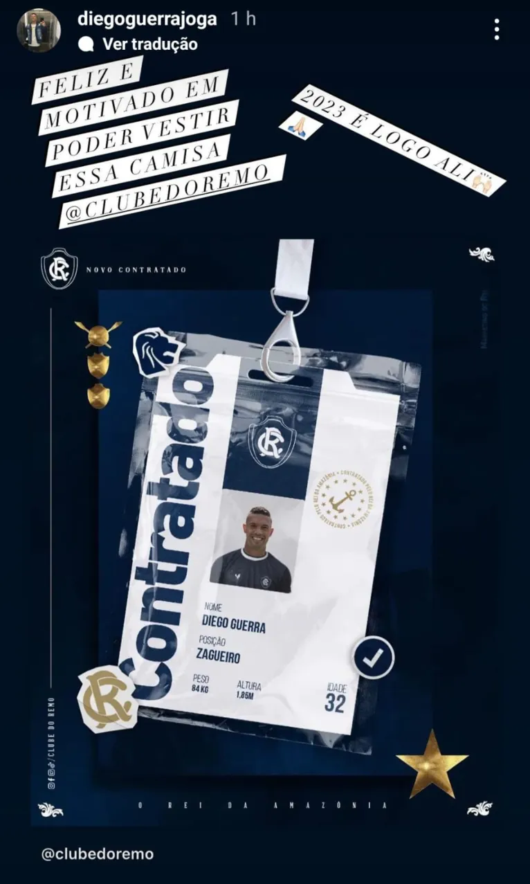 Zagueiro está pronto para jogar no Clube do Remo. "Motivado"