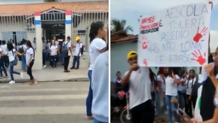 Alunos fazem protesto em frente a escola onde professor assediou alunas