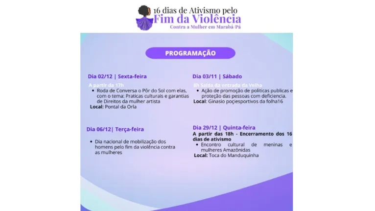 16 dias de ativismo pelo fim da violência contra mulher